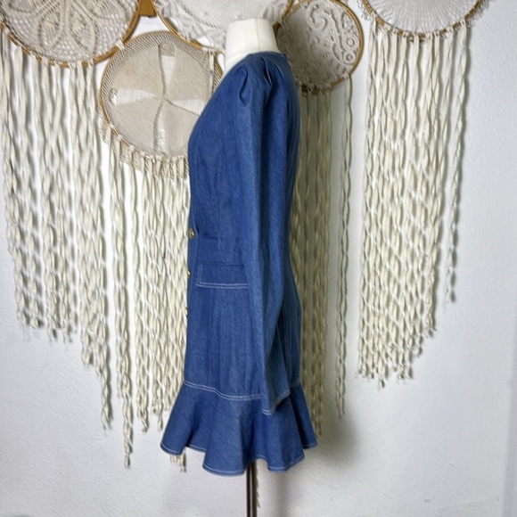 Ronny Kobo Denim Ruffle Dress Size M - Picture 9 of 13